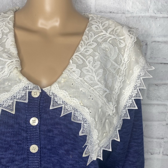 Gunne Sax vintage 90s lace collar cardigan sweater - Picture 5 of 5